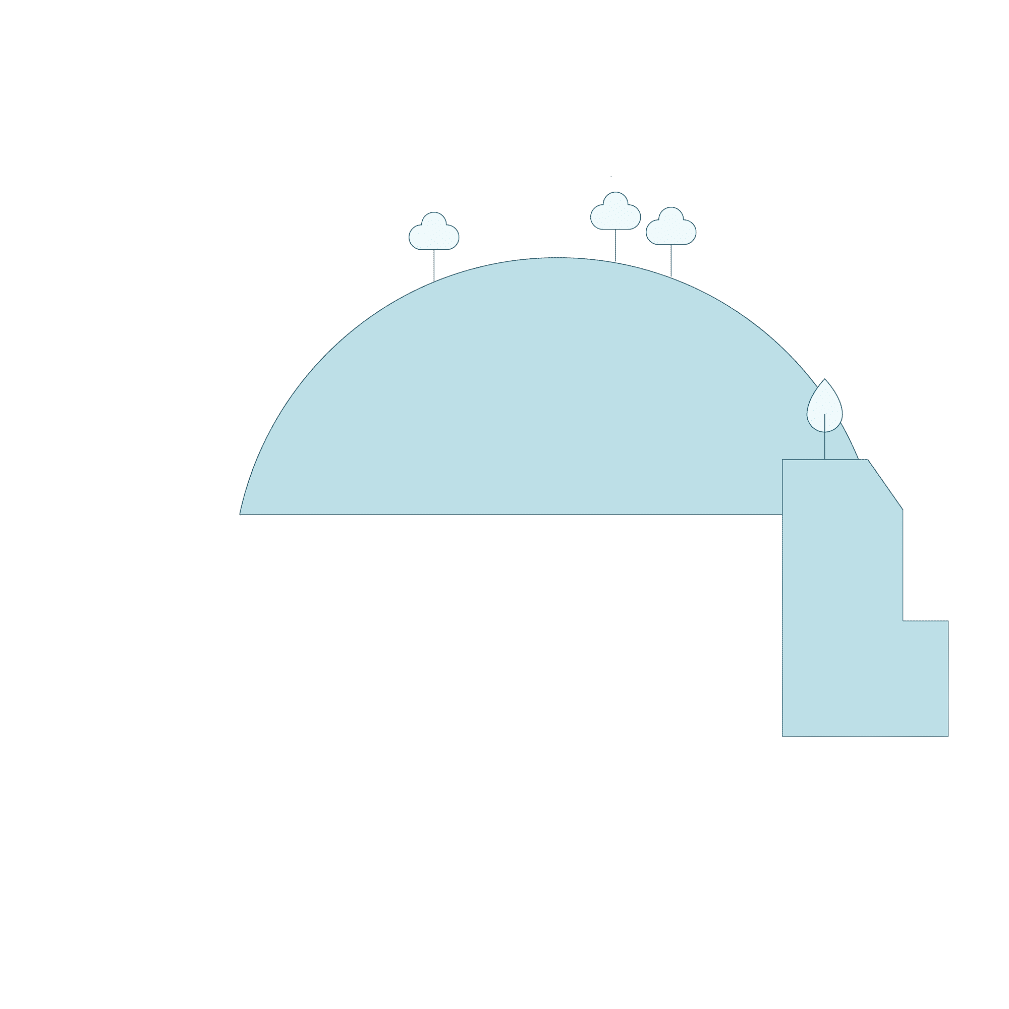 Illustration of hilltops with trees.